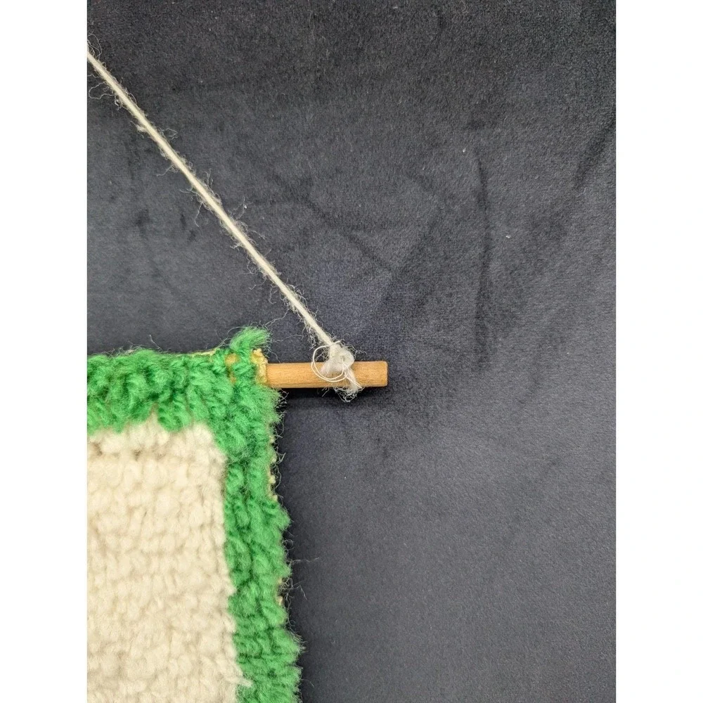 VTG Joy Christmas Candle Wall Hanging Latch Hook Shag Yarn Art 12